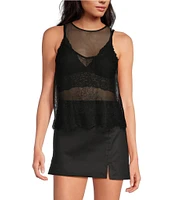 Gianni Bini Carmen Mesh Crew Neckline Sleeveless Bodysuit