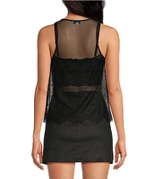 Gianni Bini Carmen Mesh Crew Neckline Sleeveless Bodysuit