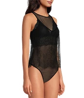 Gianni Bini Carmen Mesh Crew Neckline Sleeveless Bodysuit