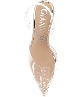 Gianni Bini CasideeTwo Clear Vinyl Rhinestone Halter Back Pumps