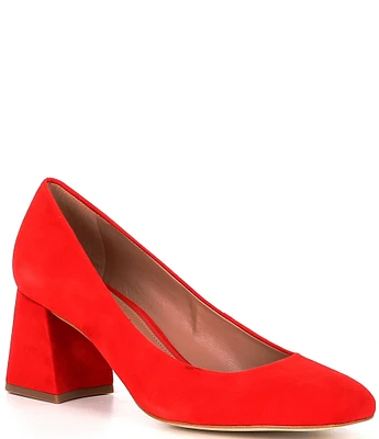 Gianni Bini Catallo Suede Square Toe Low Block Heel Pumps