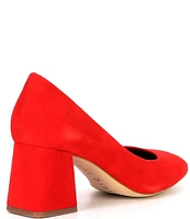 Gianni Bini Catallo Suede Square Toe Low Block Heel Pumps