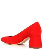 Gianni Bini Catallo Suede Square Toe Low Block Heel Pumps