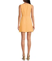 Gianni Bini Charlotte Crepe Boat Neck Sleeveless A-Line Mini Dress