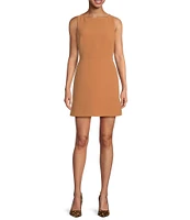 Gianni Bini Charlotte Crepe Boat Neck Sleeveless A-Line Mini Dress