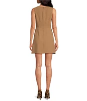 Gianni Bini Charlotte Crepe Boat Neck Sleeveless A-Line Mini Dress