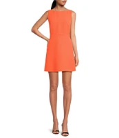 Gianni Bini Charlotte Crepe Boat Neck Sleeveless A-Line Mini Dress