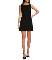 Gianni Bini Charlotte Crepe Boat Neck Sleeveless A-Line Mini Dress