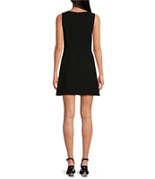 Gianni Bini Charlotte Crepe Boat Neck Sleeveless A-Line Mini Dress