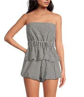 Gianni Bini Chelsea Gingham Strapless Bubble Hem Coordinating Blouse