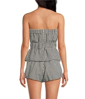 Gianni Bini Chelsea Gingham Strapless Bubble Hem Coordinating Blouse