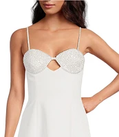 Gianni Bini Chloe A-Line Cut-Out Sequin Crepe Dress