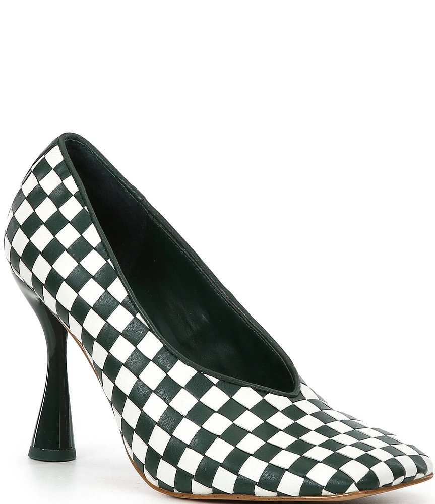 Gianni Bini Colton Checkered Exaggerated Square Toe Pumps