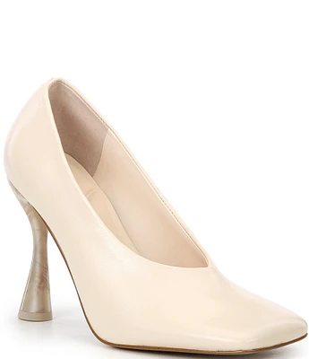 Gianni Bini Colton Leather Exaggerated Square Toe Pumps