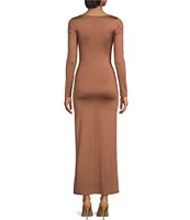 Gianni Bini Column Icon Knit Scoop Neck Long Sleeve Bodycon Midi Dress