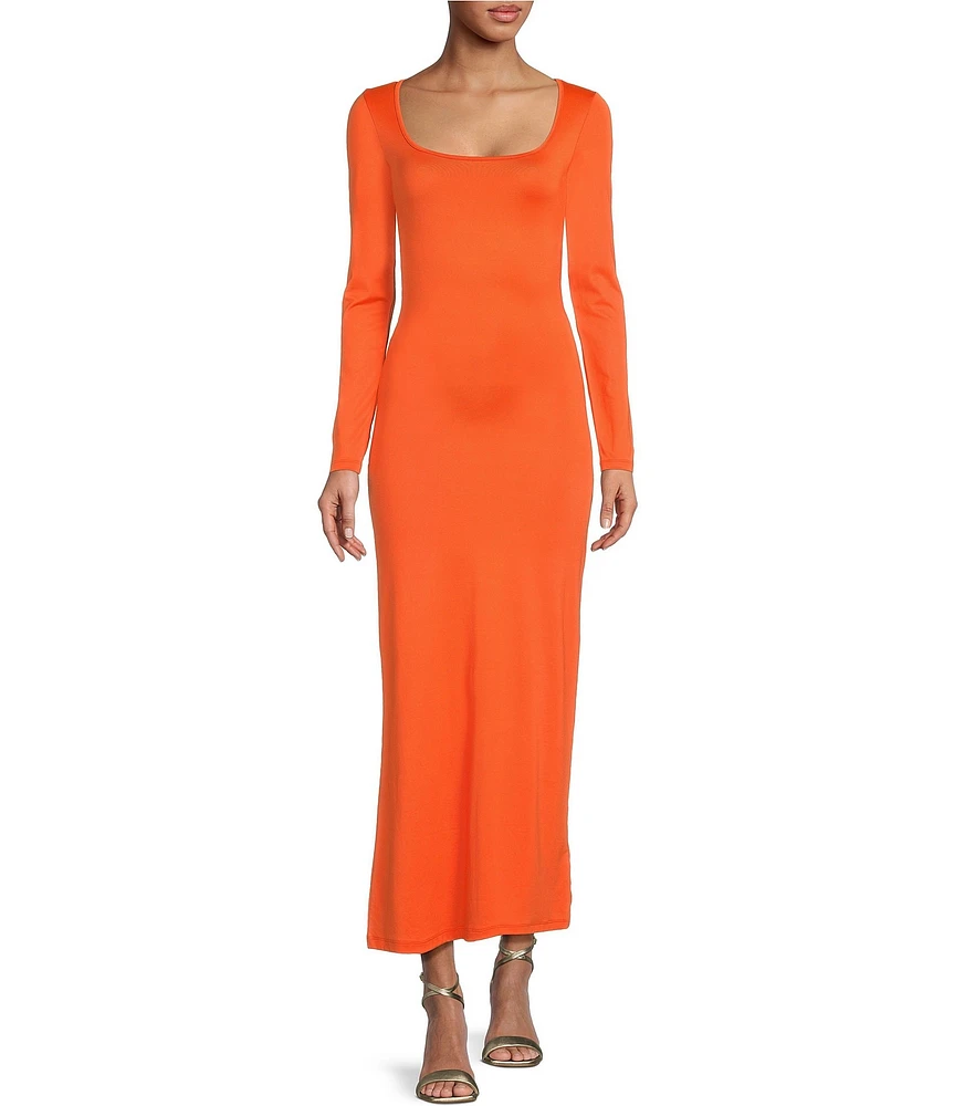 Gianni Bini Column Icon Knit Scoop Neck Long Sleeve Bodycon Dress