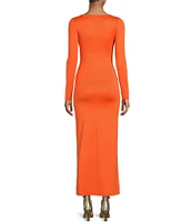 Gianni Bini Column Icon Knit Scoop Neck Long Sleeve Bodycon Midi Dress