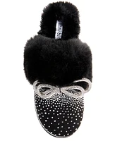 Gianni Bini ComfieeTwo Embellished Rhinestone Bow Faux Fur Slippers