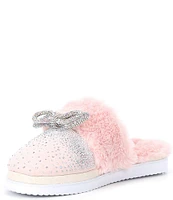 Gianni Bini ComfieeTwo Embellished Rhinestone Bow Faux Fur Slippers