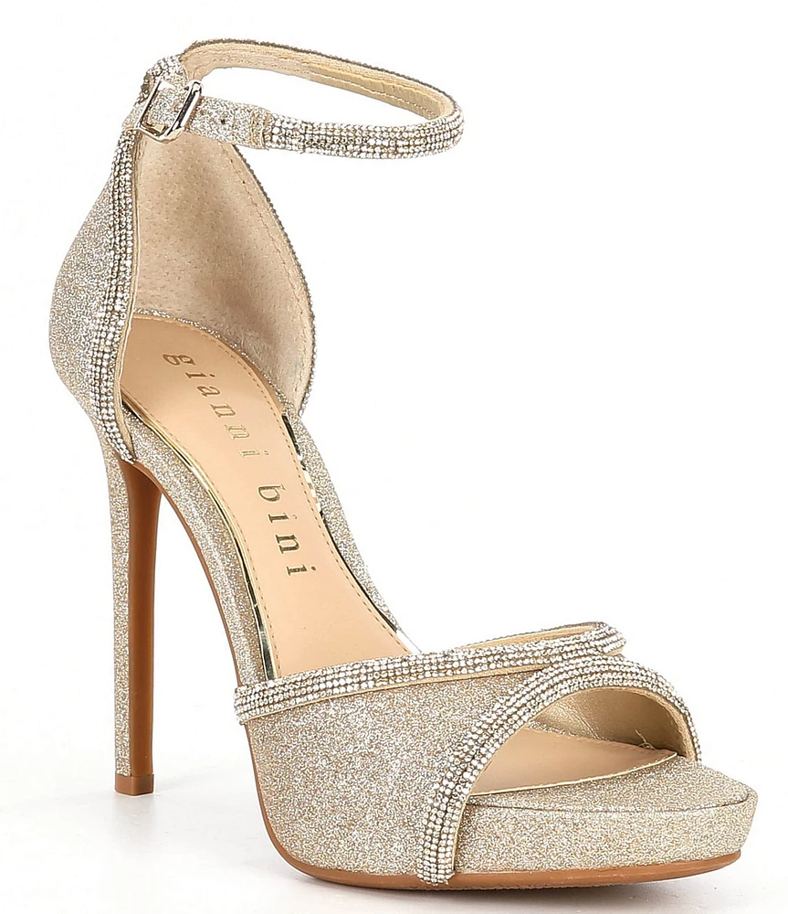 Gianni Bini Constanz Glitter Rhinestone Platform Dress Sandals