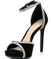 Gianni Bini Constanz Suede Glitter Rhinestone Platform Dress Sandals