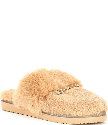 Gianni Bini Coziee Faux Fur Bit Buckle Slippers