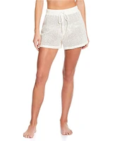 Gianni Bini Crochet High Waisted Drawstring Cover-Up Shorts
