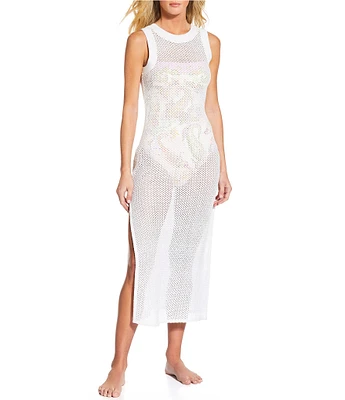 Gianni Bini Crochet Low Back Maxi Dress Swim Cover-Up