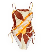 Gianni Bini Daisy Ruched Tie Side One Piece Swimsuit