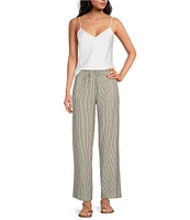 Gianni Bini Dani Stripe Print Linen Drawstring Pants