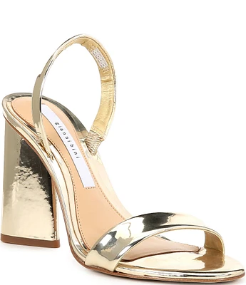 Gianni Bini Dansbie Mirror Metallic Slingback Block Heel Sandals