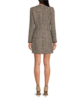 Gianni Bini Dela Tweed V-Neck Long Sleeve Mini Dress