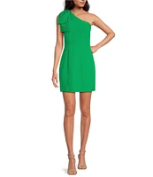 Gianni Bini Deliah One Bow Shoulder Sleeveless Sheath Crepe Mini Dress