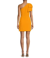 Gianni Bini Deliah One Bow Shoulder Sleeveless Sheath Crepe Mini Dress