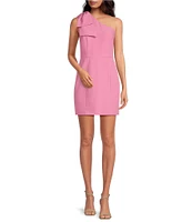 Gianni Bini Deliah One Bow Shoulder Sleeveless Sheath Crepe Mini Dress