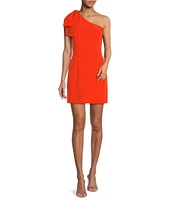 Gianni Bini Deliah One Bow Shoulder Sleeveless Sheath Crepe Mini Dress
