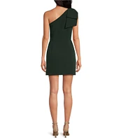 Gianni Bini Deliah One Bow Shoulder Sleeveless Sheath Crepe Mini Dress