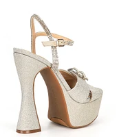 Gianni Bini Dempsey Glitter Rhinestone Bow Platform Sandals