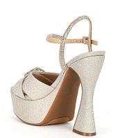 Gianni Bini Dempsey Glitter Rhinestone Bow Platform Sandals