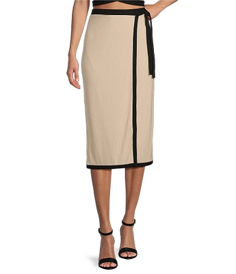 Gianni Bini Dena Ribbed Knit Coordinating Front Midi Wrap Skirt