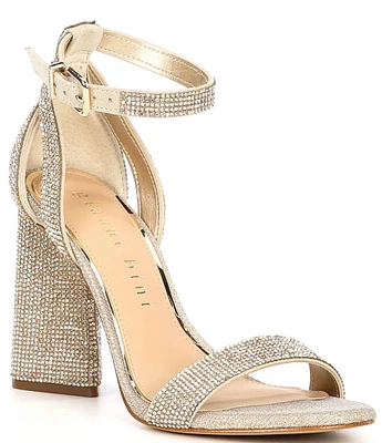 Gianni Bini Dericka Rhinestone Two Piece Ankle Strap Block Heel Dress Sandals