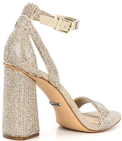 Gianni Bini Dericka Rhinestone Two Piece Ankle Strap Block Heel Dress Sandals