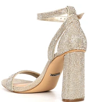 Gianni Bini Dericka Rhinestone Two Piece Ankle Strap Block Heel Dress Sandals