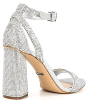 Gianni Bini Dericka Rhinestone Two Piece Ankle Strap Block Heel Dress Sandals