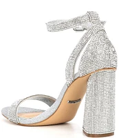 Gianni Bini Dericka Rhinestone Two Piece Ankle Strap Block Heel Dress Sandals