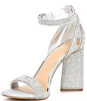 Gianni Bini Dericka Rhinestone Two Piece Ankle Strap Block Heel Dress Sandals