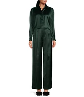 Gianni Bini Devon Wide Leg High Rise Satin Pants