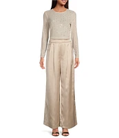 Gianni Bini Devon Wide Leg High Rise Satin Pants