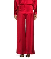 Gianni Bini Devon Wide Leg High Rise Satin Pants