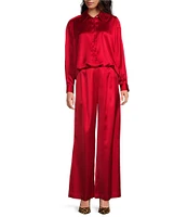 Gianni Bini Devon Wide Leg High Rise Satin Pants